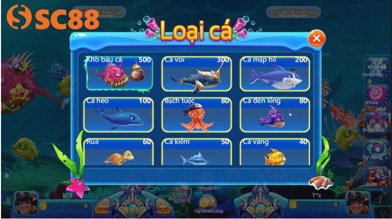 Bắn cá đổi tiền Momo có thiết kế nhiều loại vũ khí